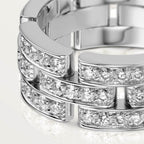 Bague Maillon Panthère, trois rangs, semi-pavée