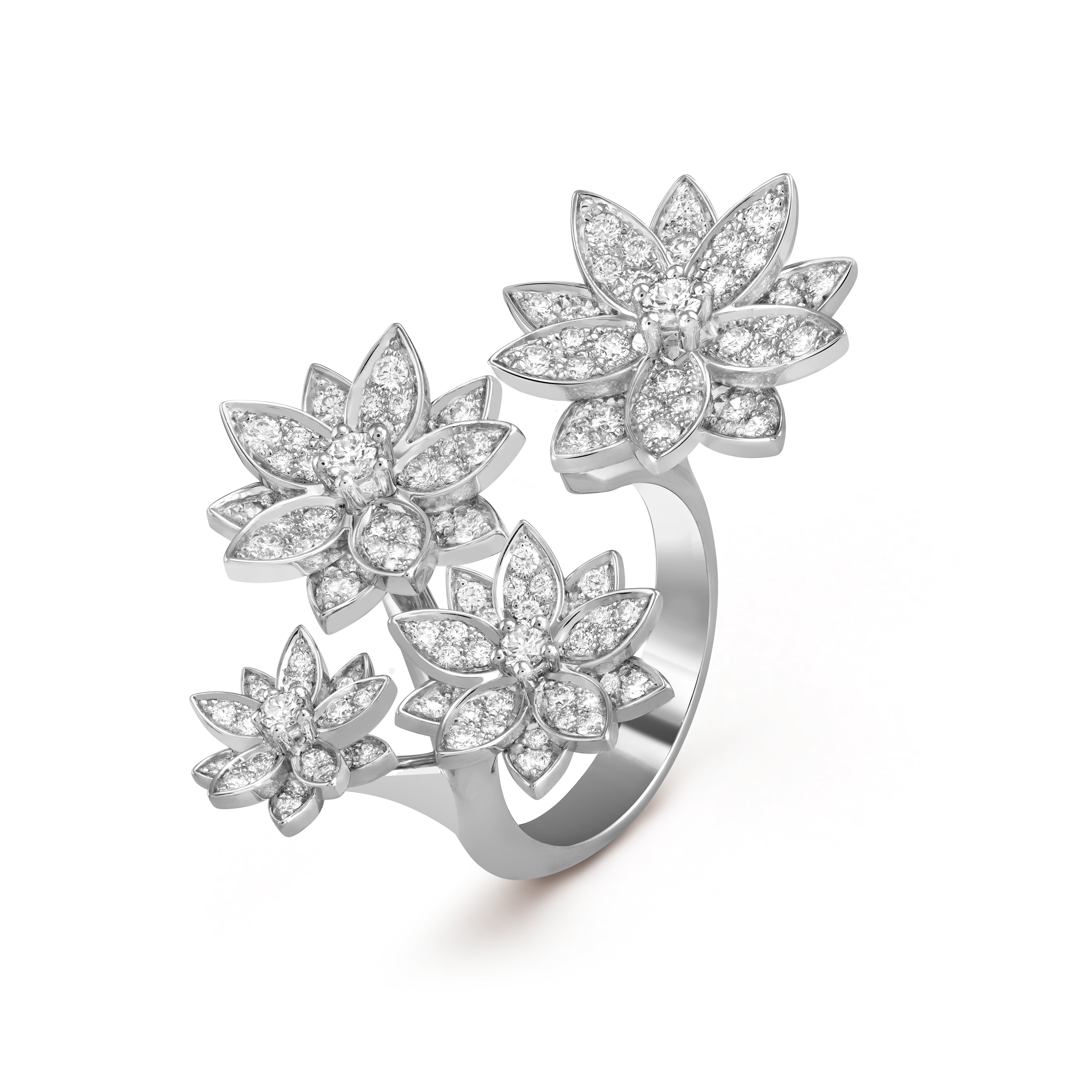 Bague Entre les Doigts Lotus, 4 fleurs