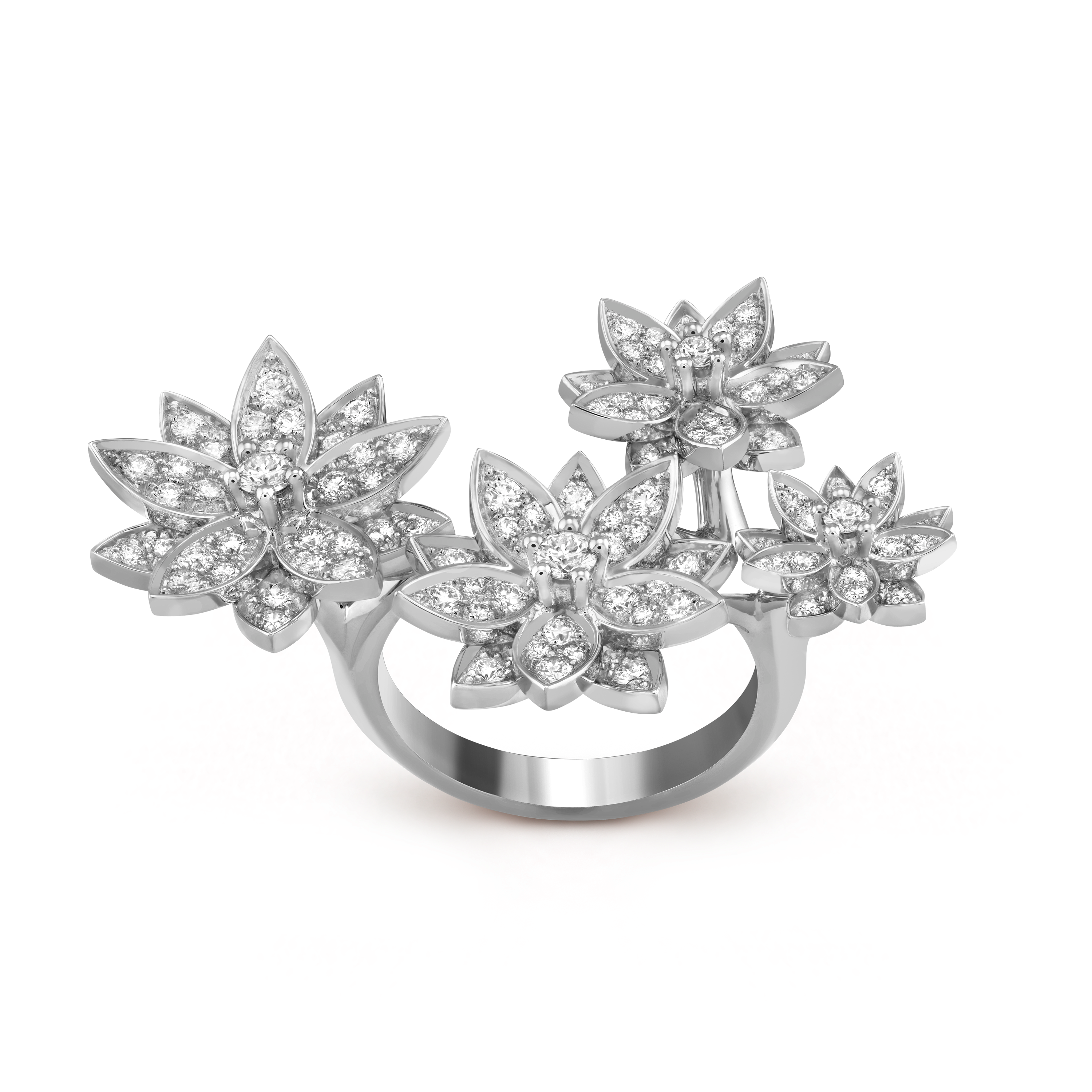 Bague Entre les Doigts Lotus, 4 fleurs