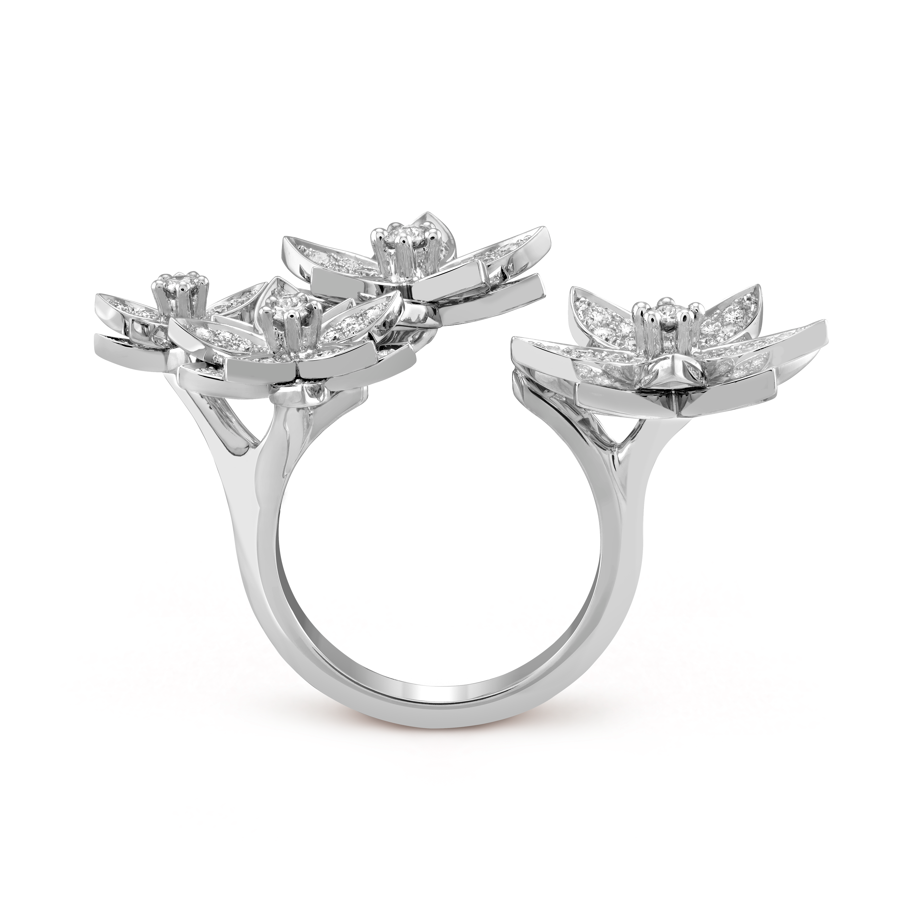 Bague Entre les Doigts Lotus, 4 fleurs