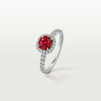 Solitaire Cartier Destinée, rubis taille coussin, pavé