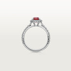 Solitaire Cartier Destinée, rubis taille coussin, pavé