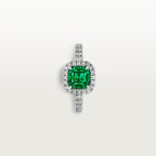 Solitaire Cartier Destinée, émeraude taille coussin, pavé
