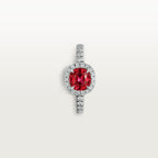Solitaire Cartier Destinée, rubis taille coussin, pavé