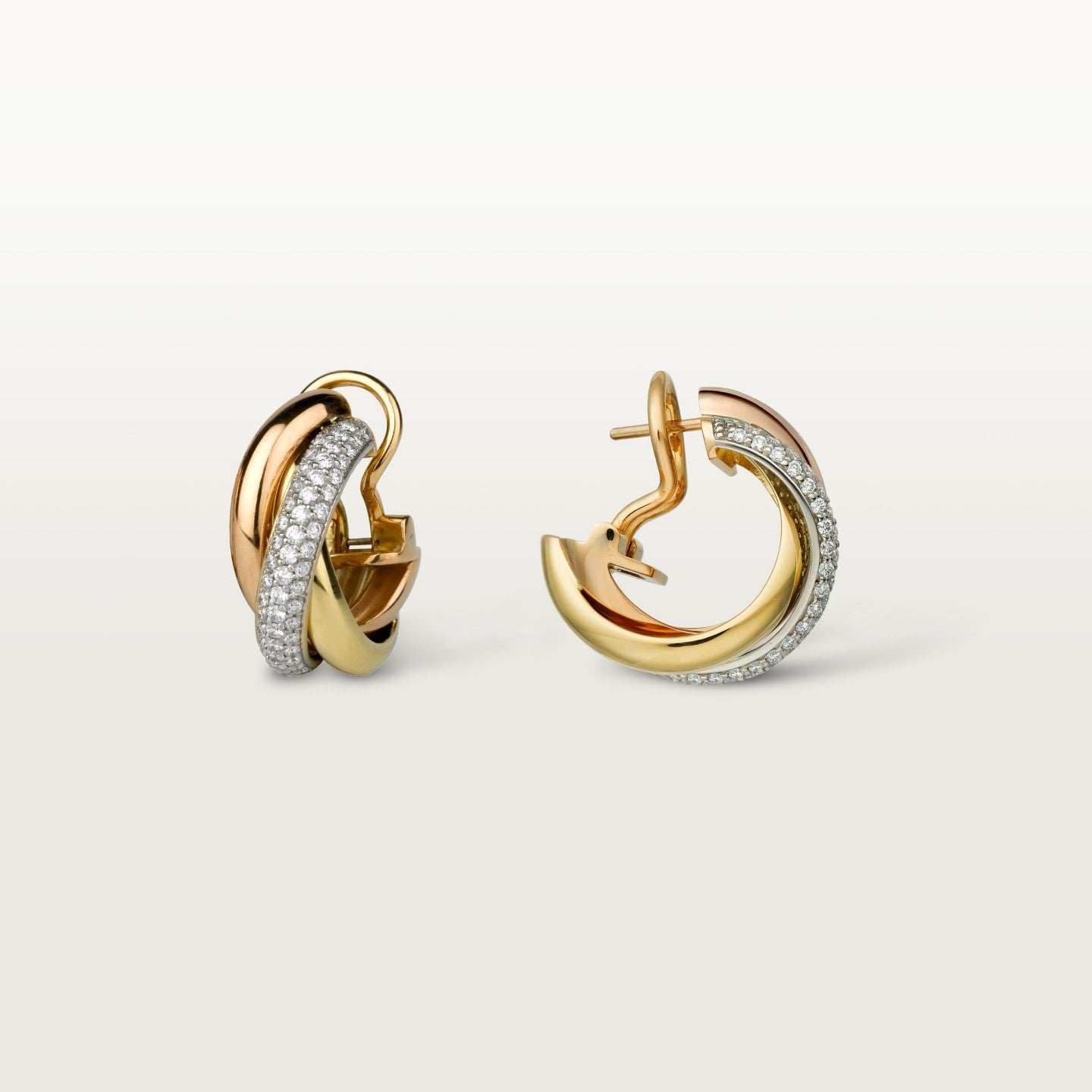 Boucles d'oreilles Trinity, modèle classique, semi-pavées