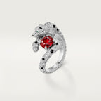 Bague Panthère de Cartier, rubis taille coussin, pavée