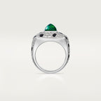 Bague Panthère de Cartier, émeraude taille pain de sucre, petit modèle, pavée