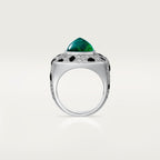 Bague Panthère de Cartier, émeraude taille pain de sucre, grand modèle, pavée