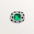 Bague Panthère de Cartier, émeraude taille pain de sucre, grand modèle, pavée