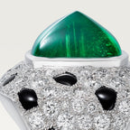 Bague Panthère de Cartier, émeraude taille pain de sucre, grand modèle, pavée