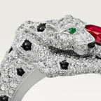 Bague Panthère de Cartier, rubis taille coussin, pavée
