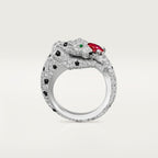 Bague Panthère de Cartier, rubis taille coussin, pavée