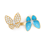 Bague Entre les Doigts Deux Papillons