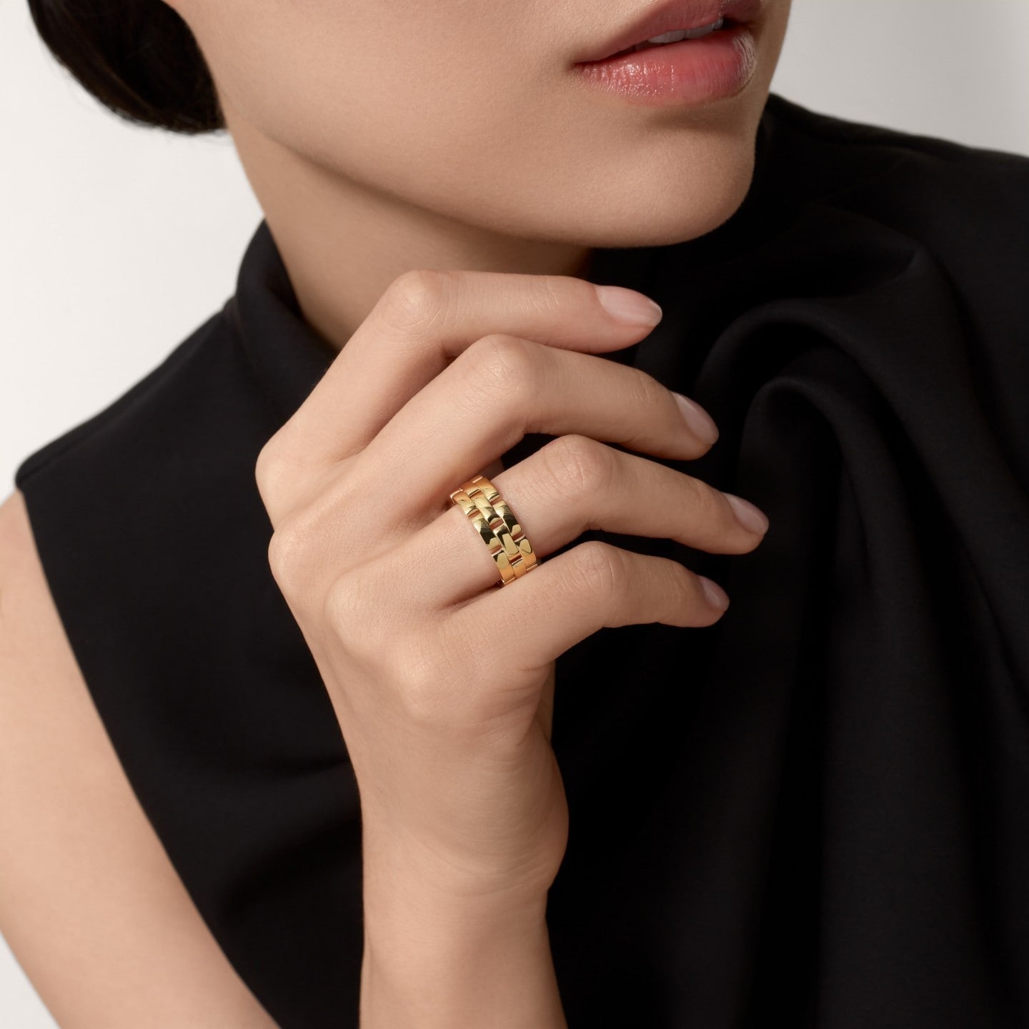 Bague Maillon Panthère, trois rangs
