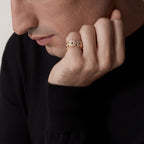 Bague Maillon Panthère, trois rangs, semi-pavée