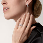 Bague Maillon Panthère, trois rangs, pavée