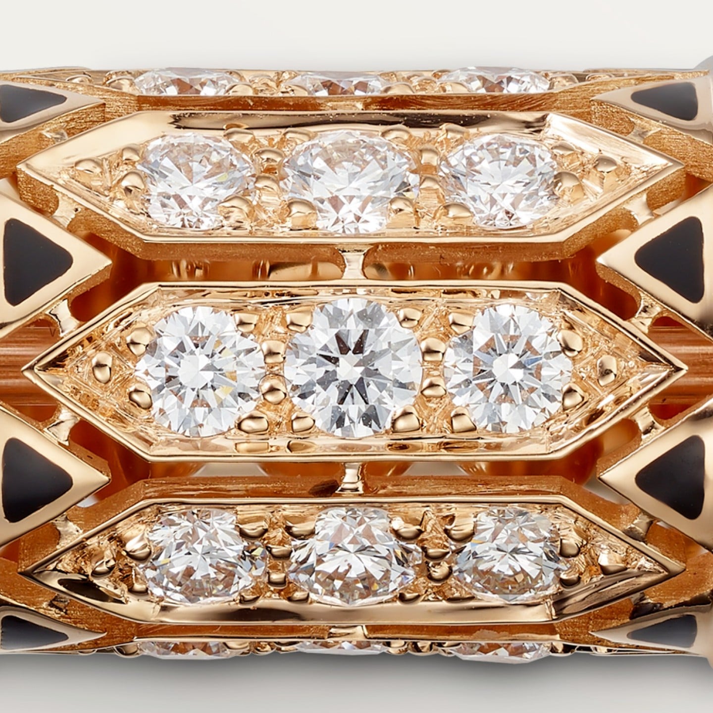 Bague Géometrie & Contrastes, corail, pavée