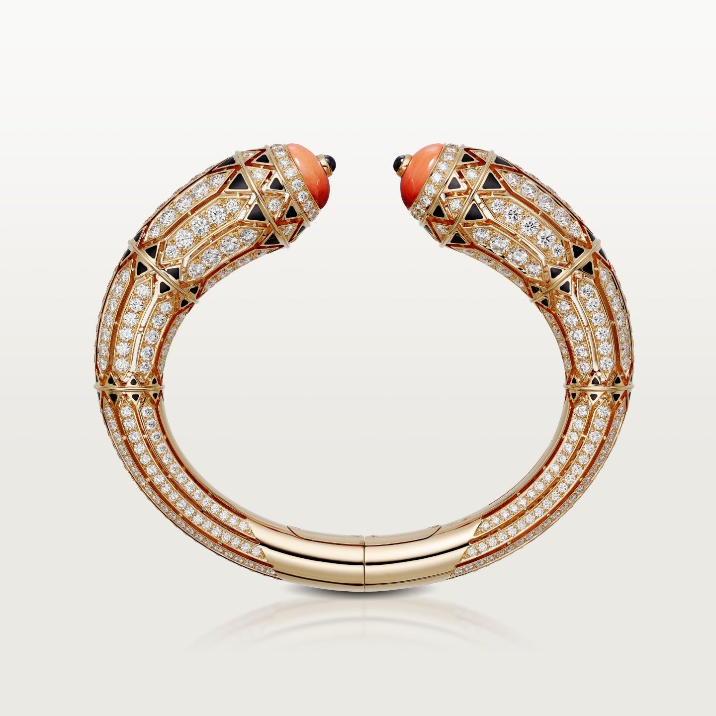 Bracelet Géometrie & Contrastes, corail, pavé