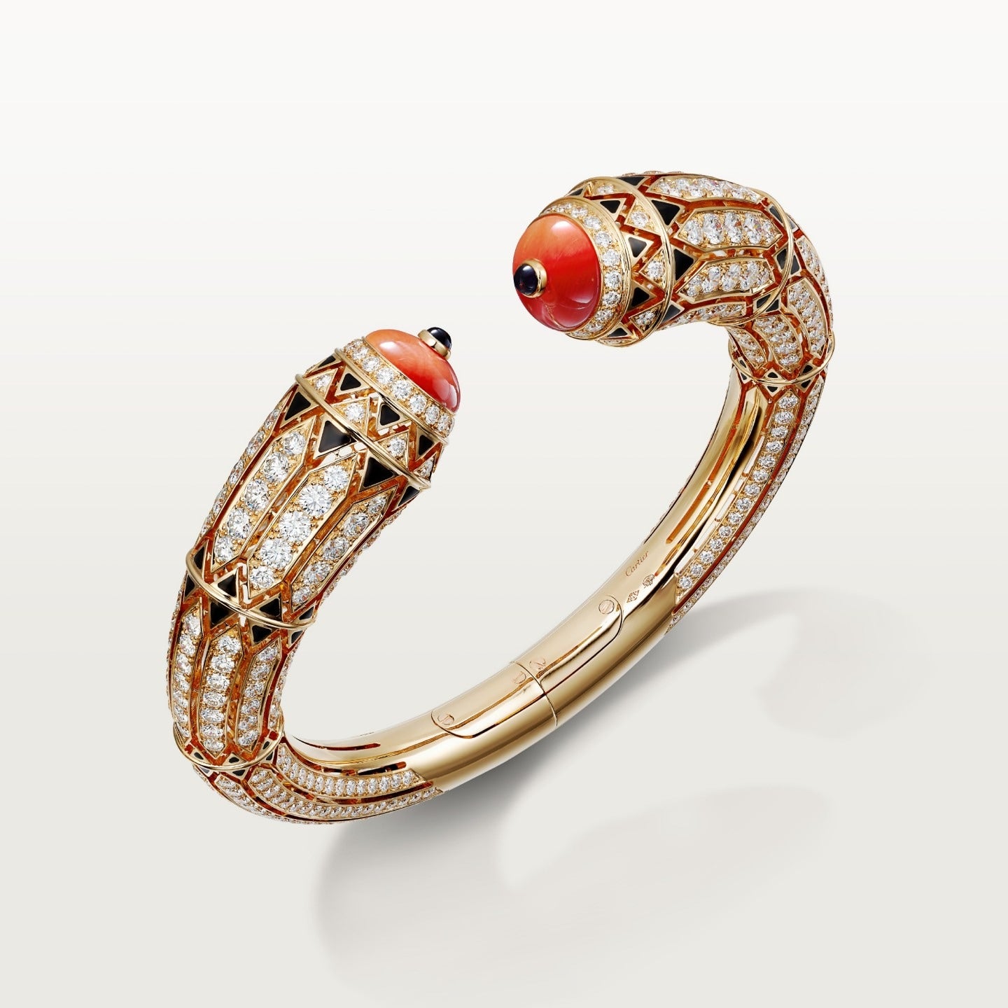 Bracelet Géometrie & Contrastes, corail, pavé