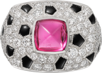 Bague Panthère de Cartier, rubellite taille pain de sucre, petit modèle, pavée