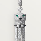 Boucles d'oreilles Panthère de Cartier, émeraude, grand modèle, pavées