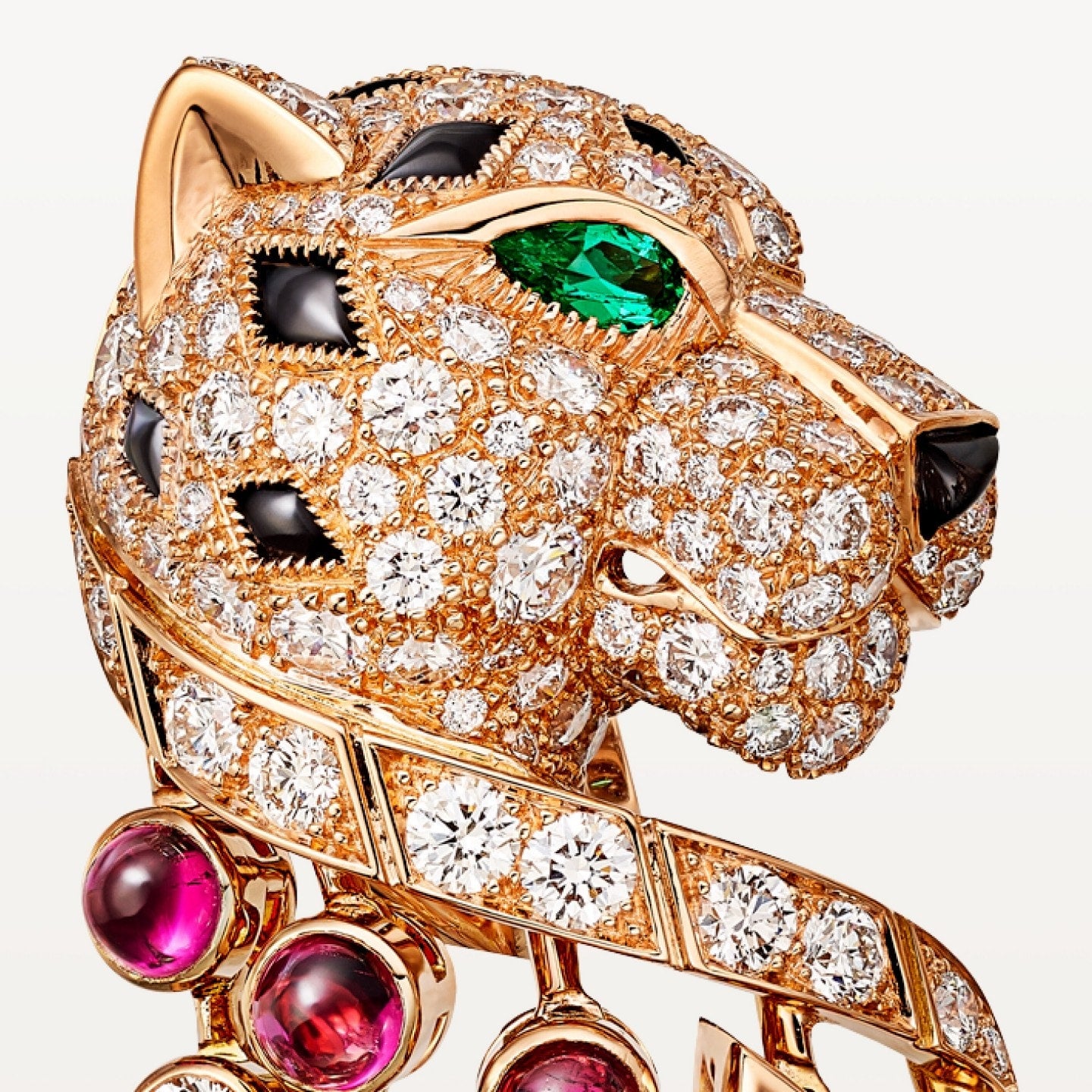 Boucles d'oreilles Panthère de Cartier, rubellite, grand modèle, pavées