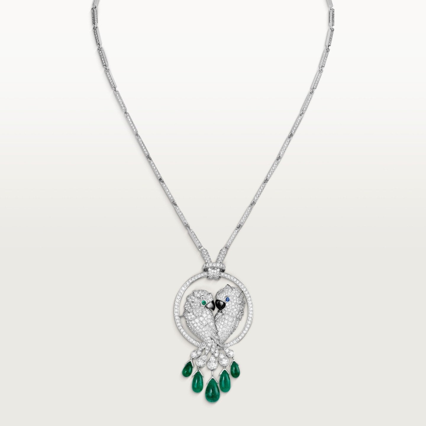 Collier Faune et Flore de Cartier, gouttes émeraude, pavé