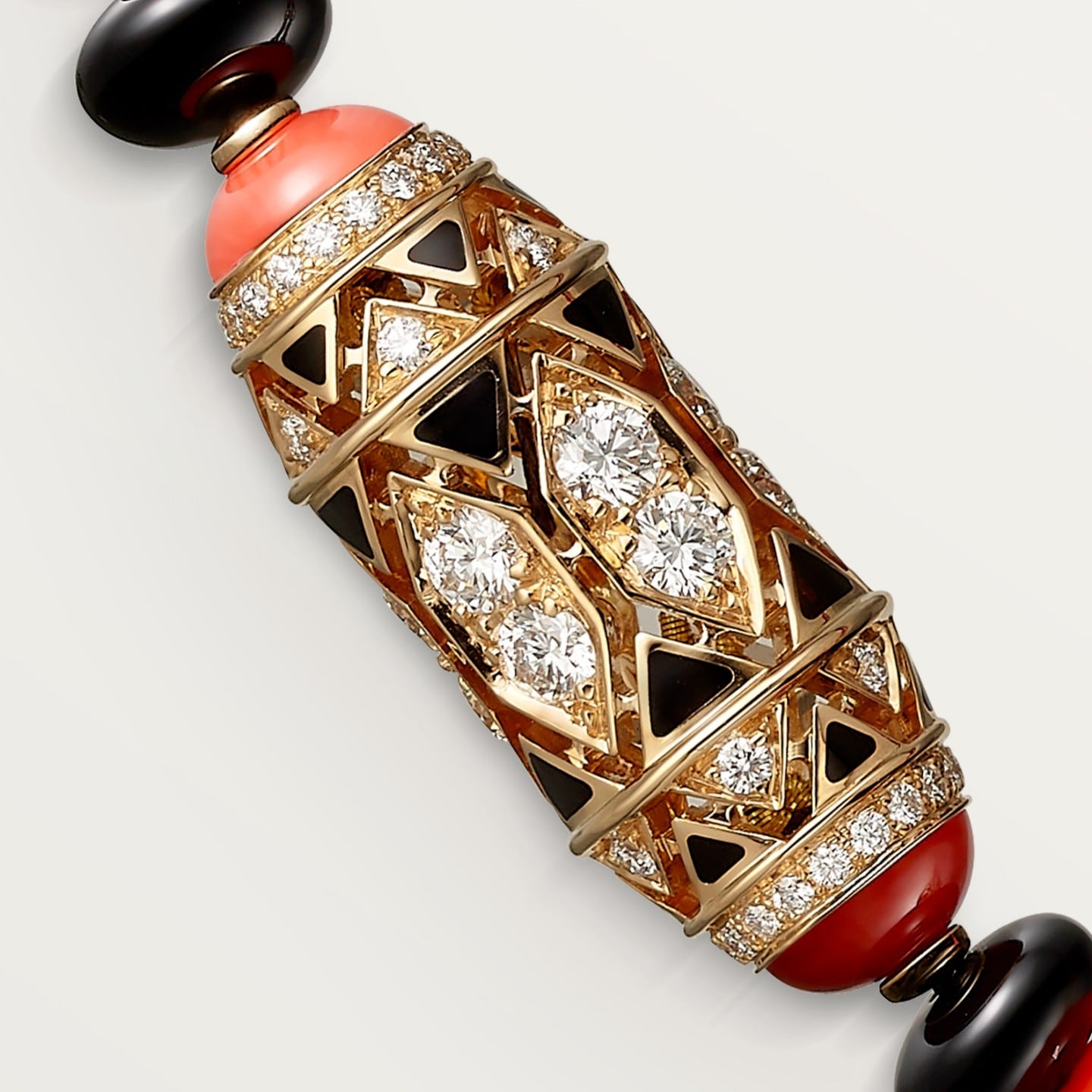 Collier Géometrie & Contrastes, corail, pavé