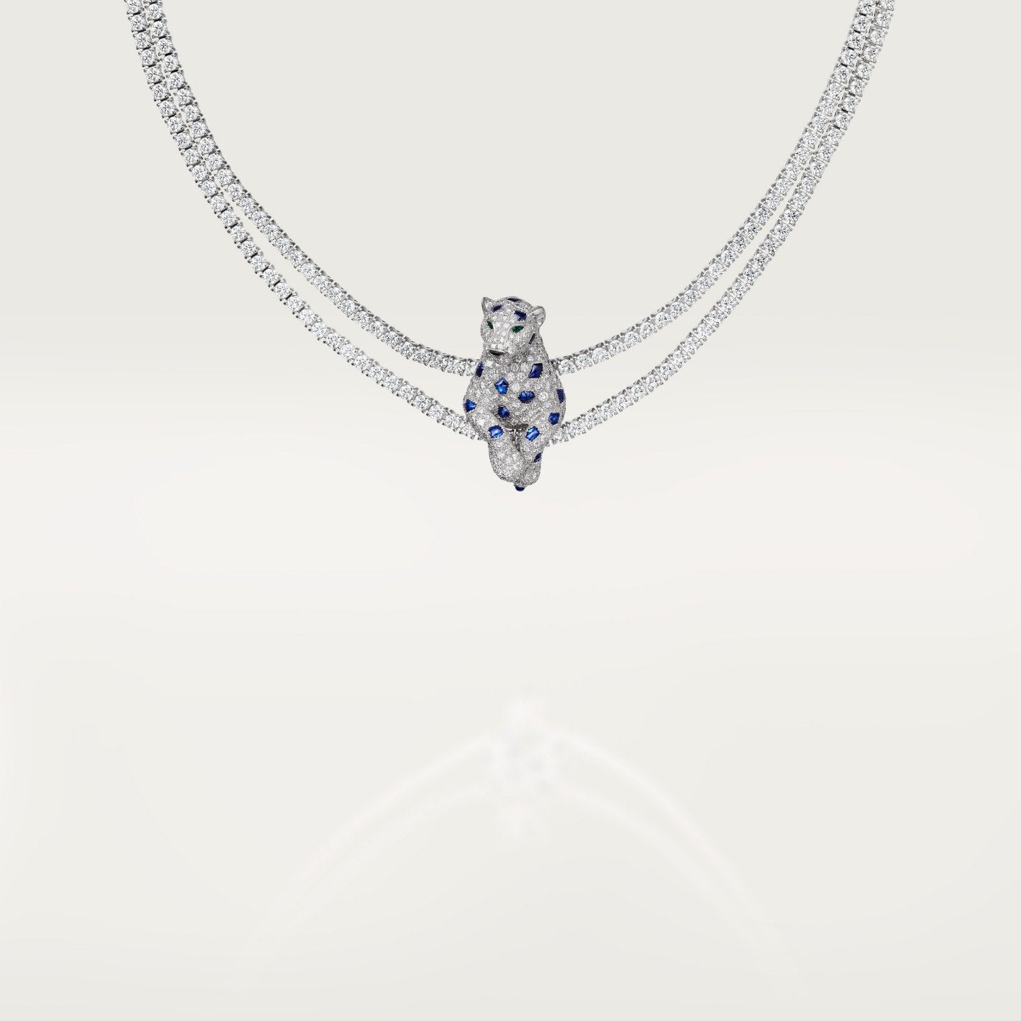 Collier Panthère de Cartier, saphir, multiporté, pavé