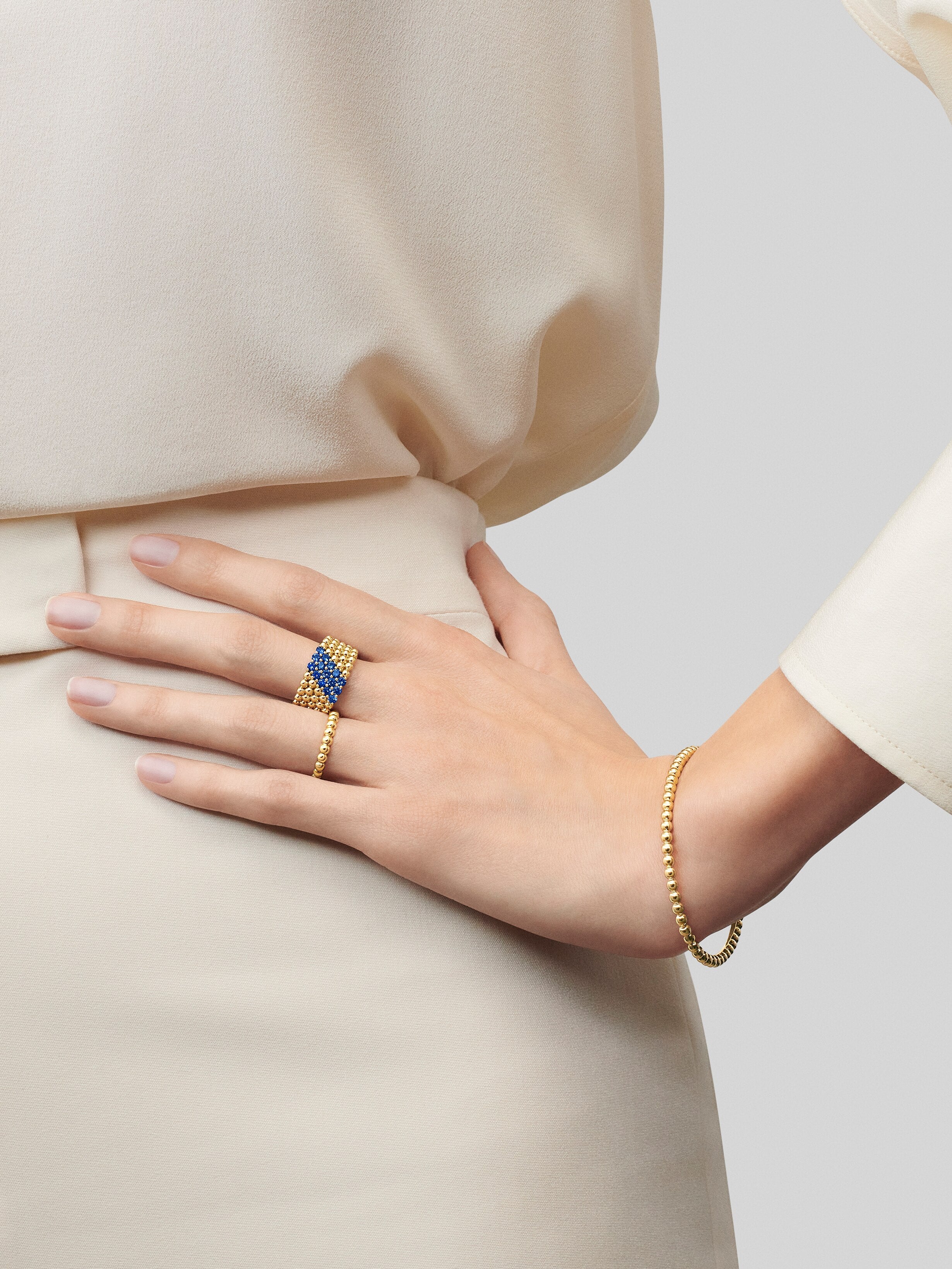 Bague Perlée couleurs, 5 rangs