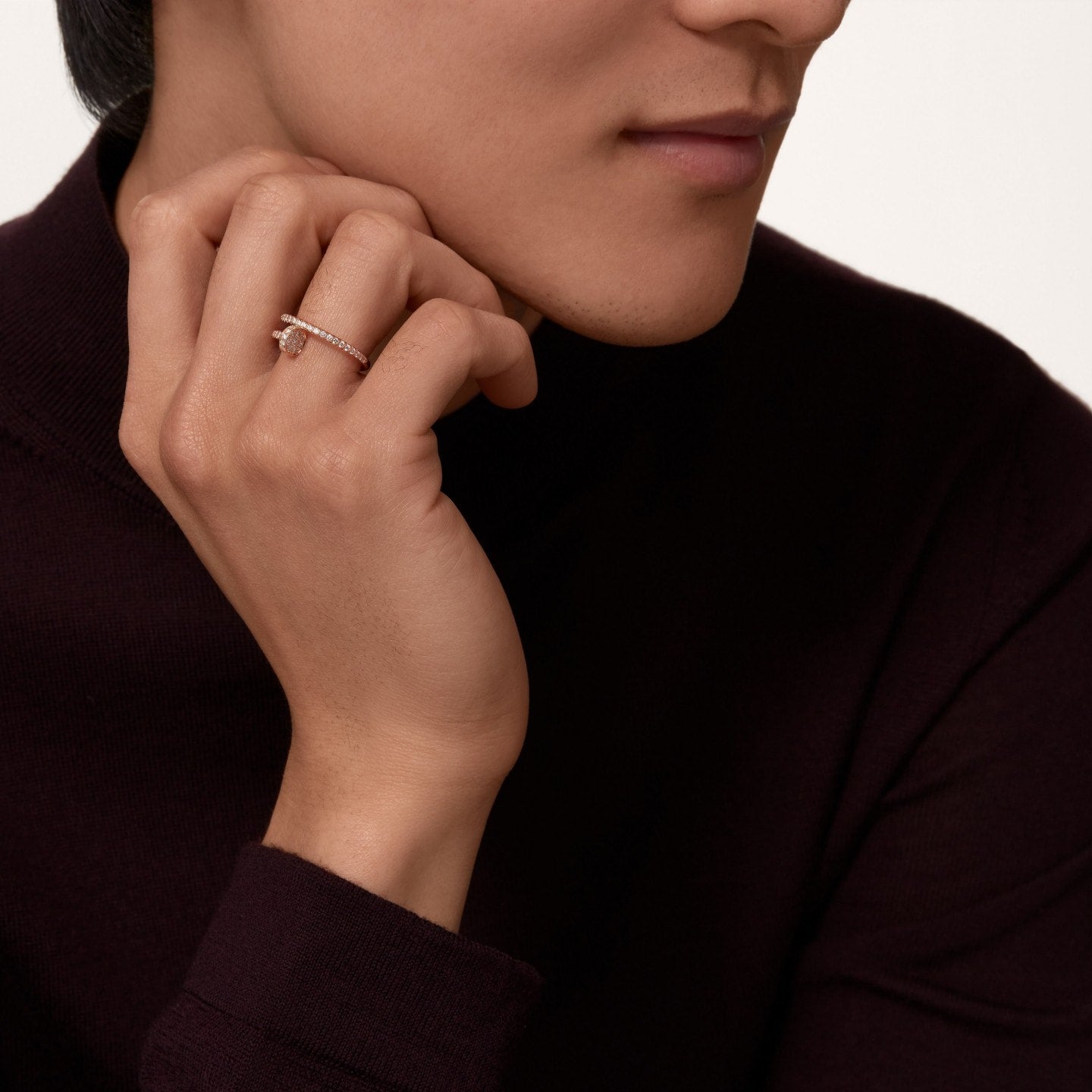 Bague Juste un Clou, petit modèle, semi-pavée