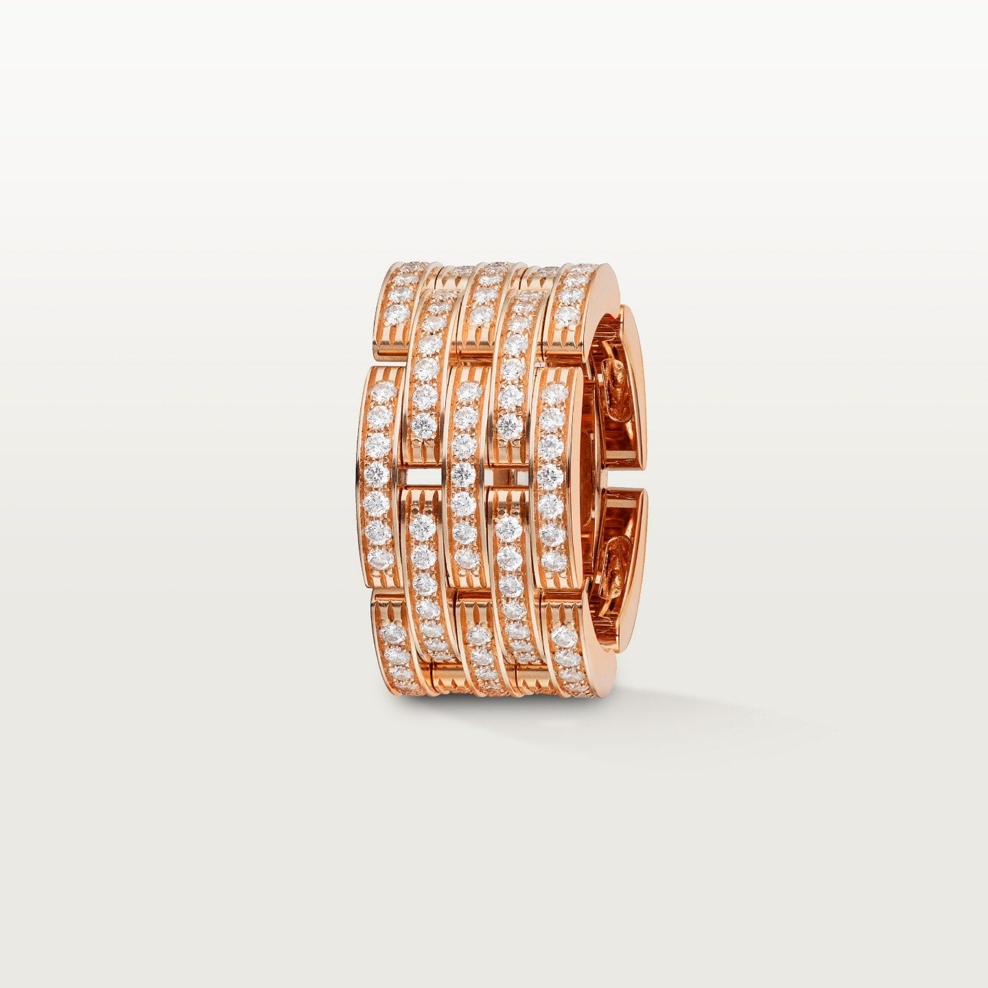 Bague Maillon Panthère, cinq rangs, pavée