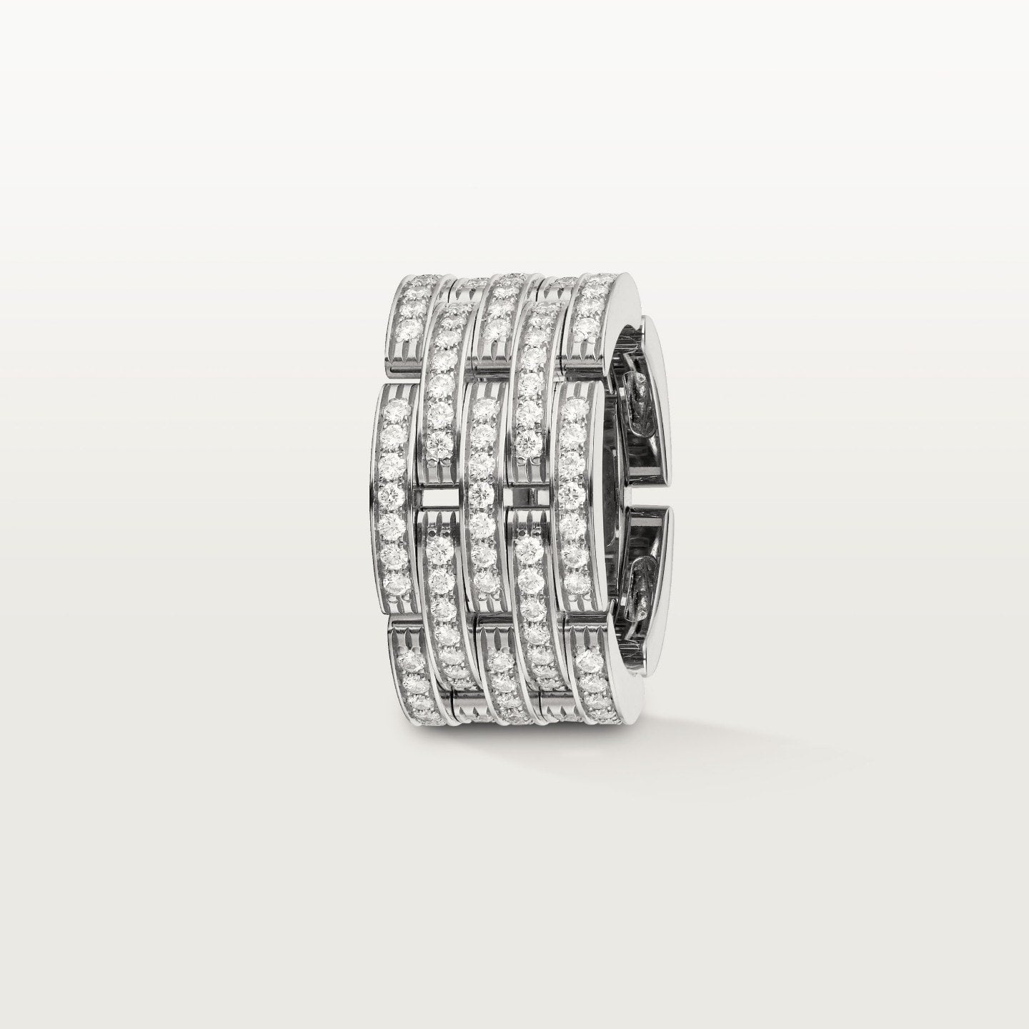 Bague Maillon Panthère, cinq rangs, pavée