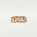 Bague Maillon Panthère, trois rangs, pavée