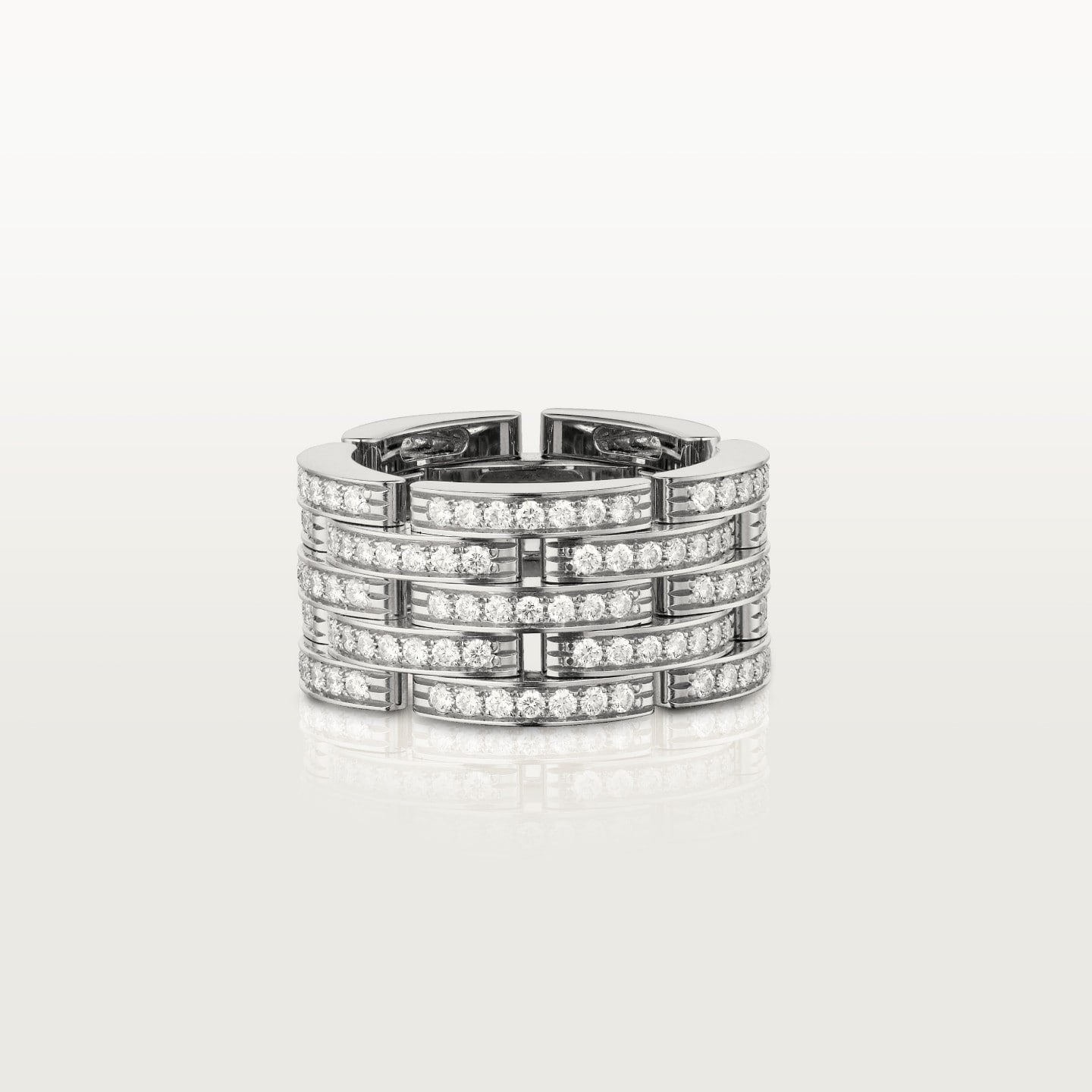 Bague Maillon Panthère, cinq rangs, pavée