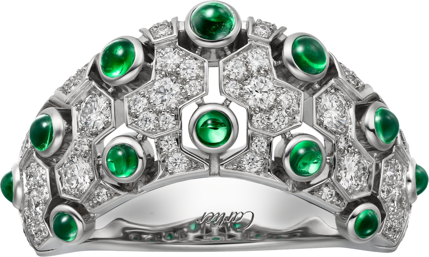 Bague Le Voyage Recommencé, émeraude, pavée