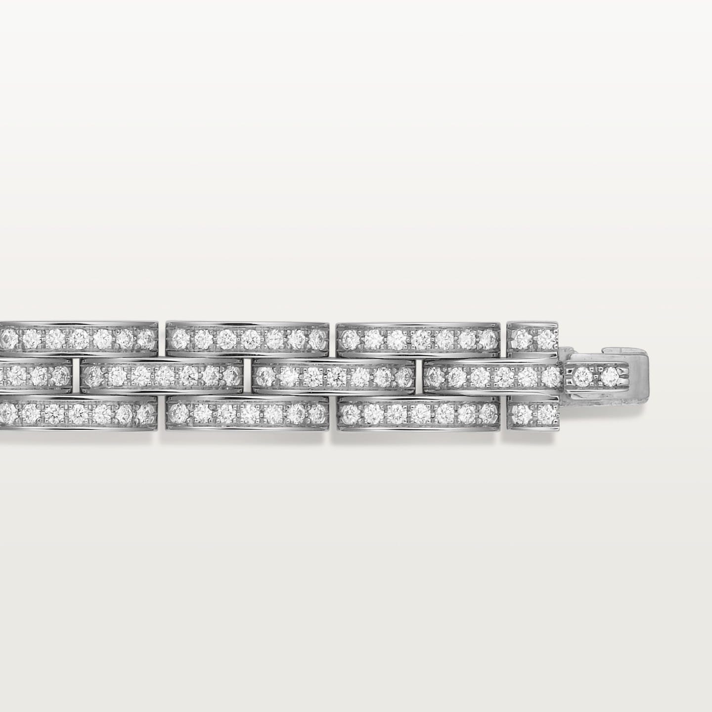 Bracelet Maillon Panthère, trois rangs, pavé