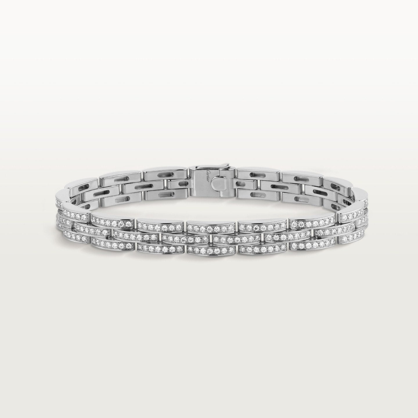 Bracelet Maillon Panthère, trois rangs, pavé