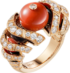 Bague Géometrie & Contrastes, corail, pavée