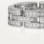 Bague Maillon Panthère, trois rangs, pavée