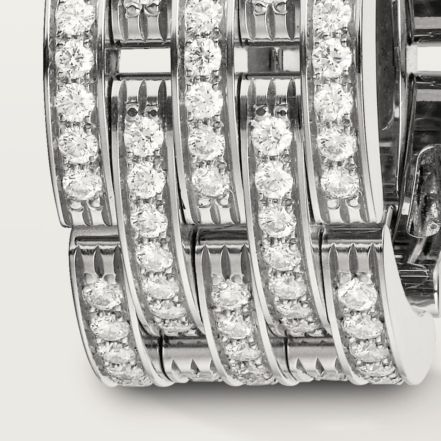 Bague Maillon Panthère, cinq rangs, pavée