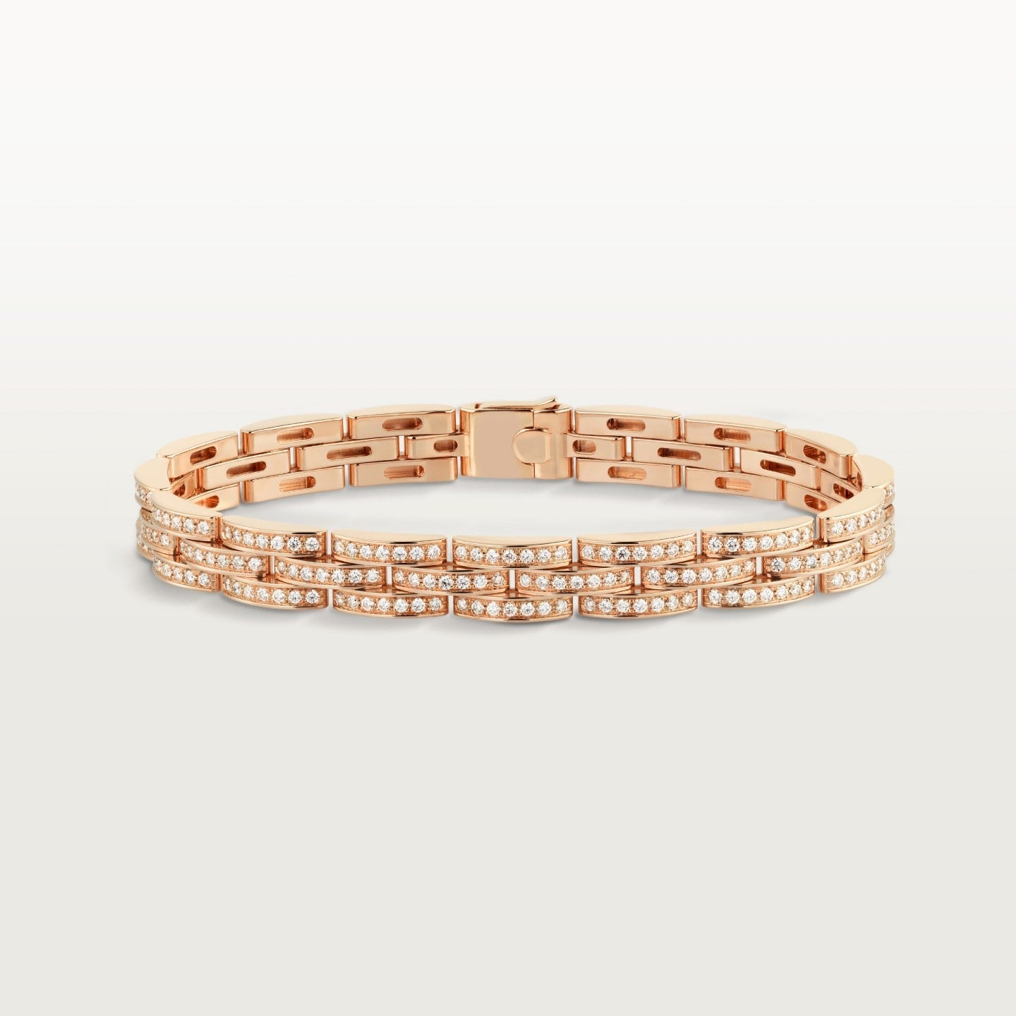 Bracelet Maillon Panthère, trois rangs, pavé