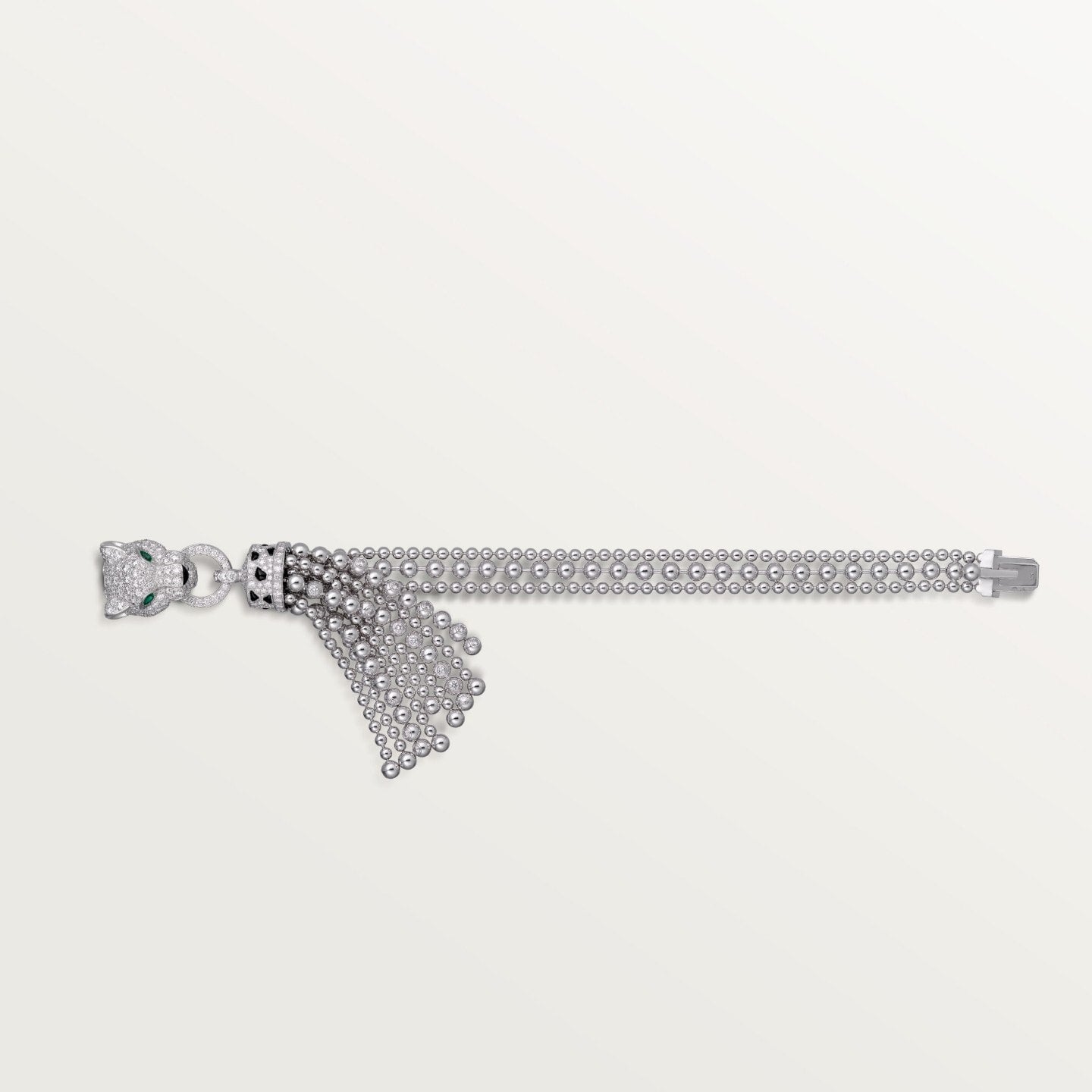 Bracelet Panthère de Cartier, sur chaine, semi-pavé