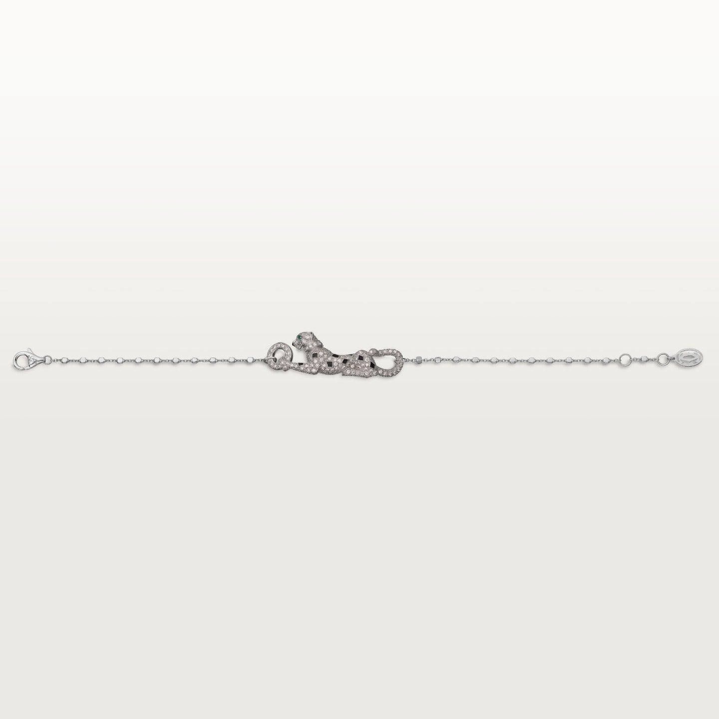 Bracelet Panthère de Cartier, sur chaine, semi-pavé