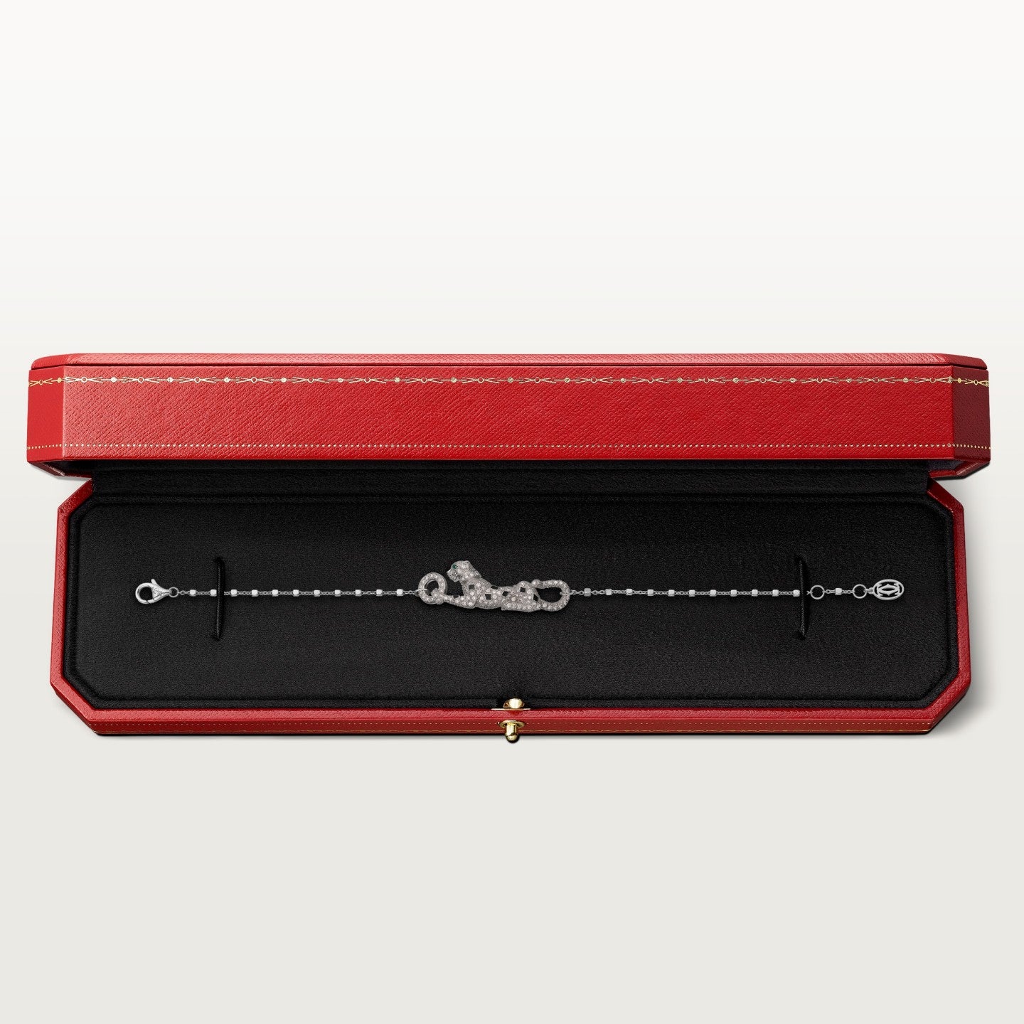 Bracelet Panthère de Cartier, sur chaine, semi-pavé