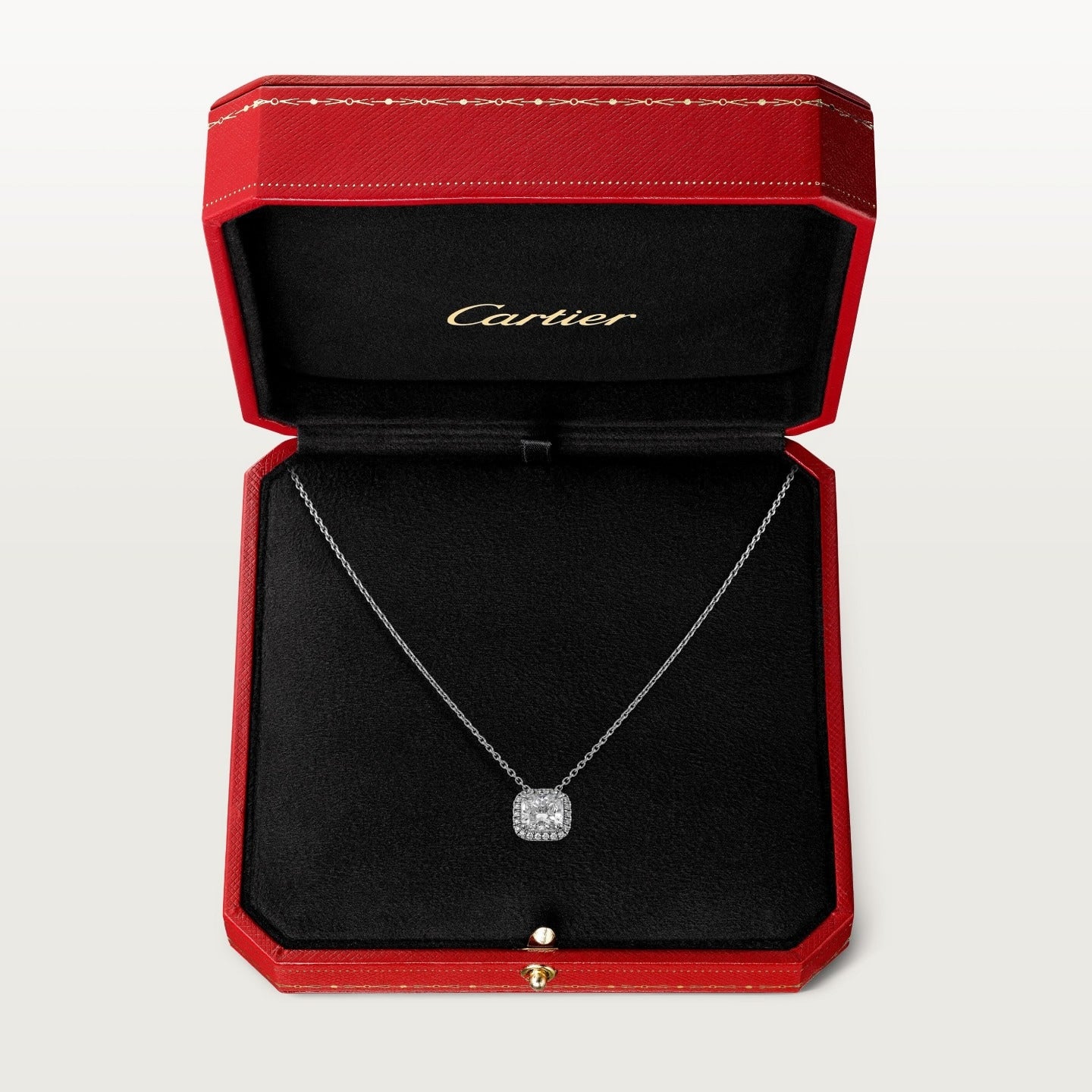 Pendentif Cartier Destinée, diamant taille coussin, pavé