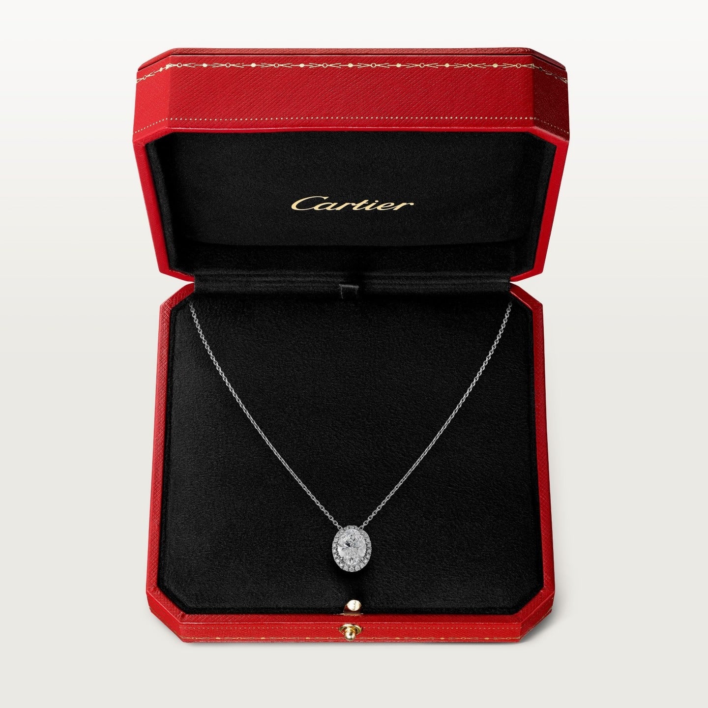 Pendentif Cartier Destinée, diamant taille ovale, pavé