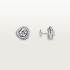 Puces d'oreilles Trinity Ruban, 2 diamants taille brillant, pavées