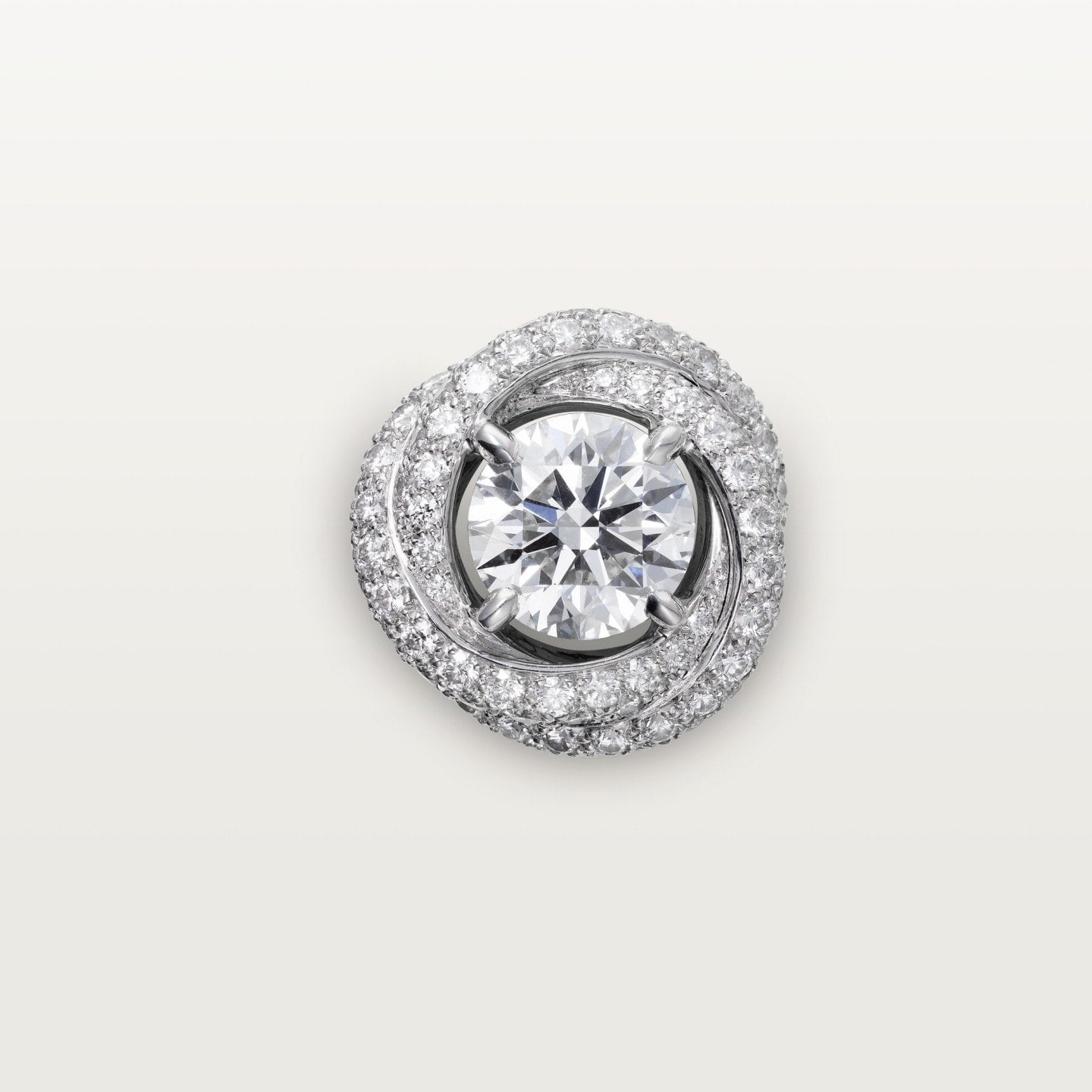 Puces d'oreilles Trinity Ruban, 2 diamants taille brillant, pavées