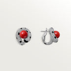 Puces d'oreilles Panthère de Cartier, corail, pavées